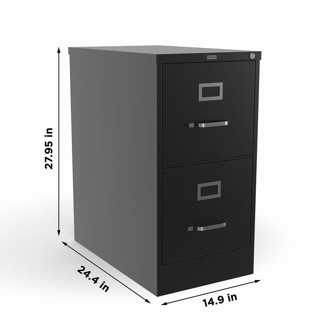 Black 2 Drawer Letter Size Lockable File Cabinet D444