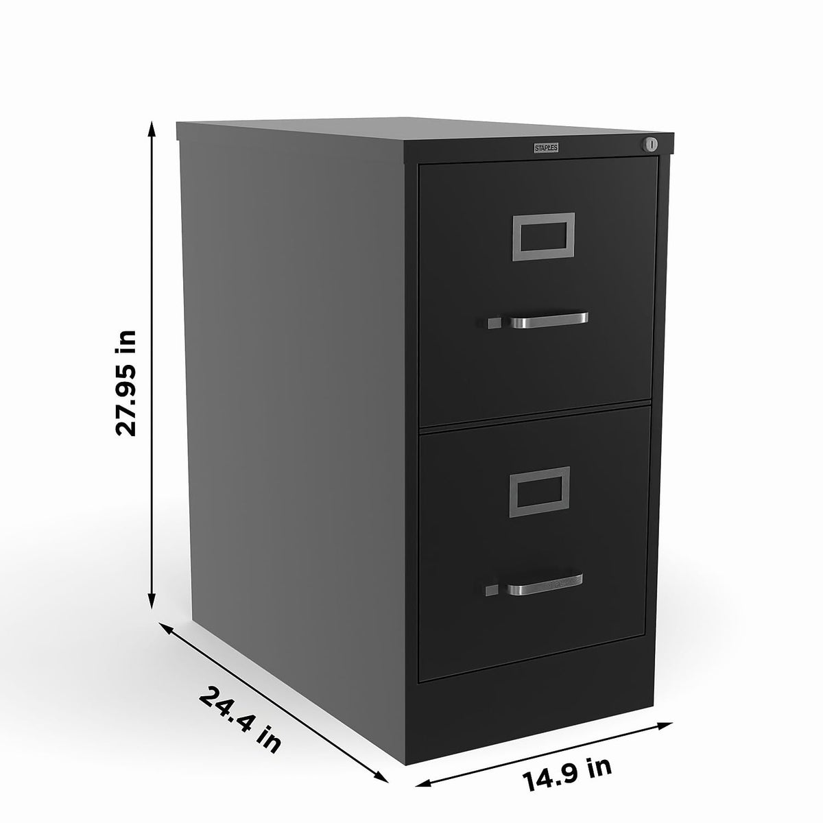 Black 2 Drawer Letter Size Lockable File Cabinet D444