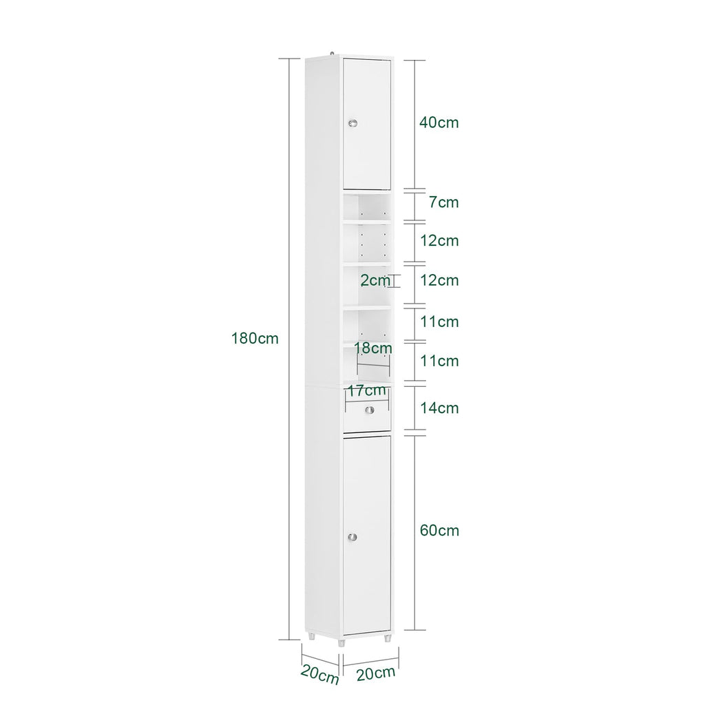 Narrow White Bathroom Storage Cabinet M439