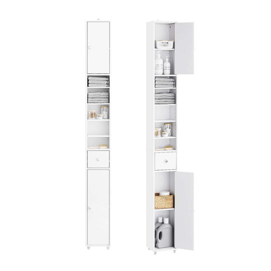 Narrow White Bathroom Storage Cabinet M439