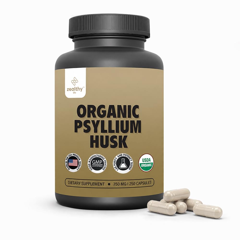 Organic Psyllium Husk Capsules 750 mg, 250 Capsules G36364