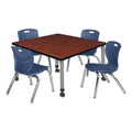 36" Square Mobile Table with 4 Stack Chairs T871