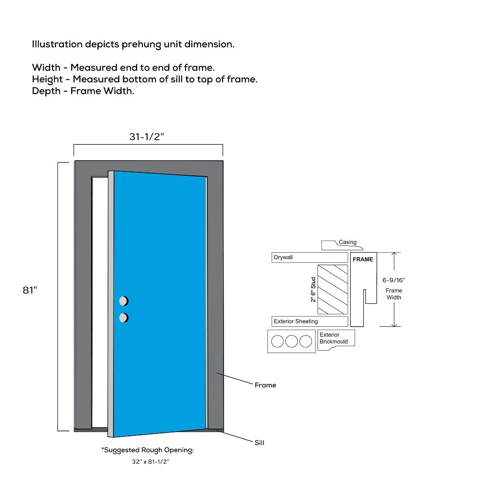 Primed Left Hand Outswing Prehung Door Full Lite Clear Glass 30"x80" Steel P607082