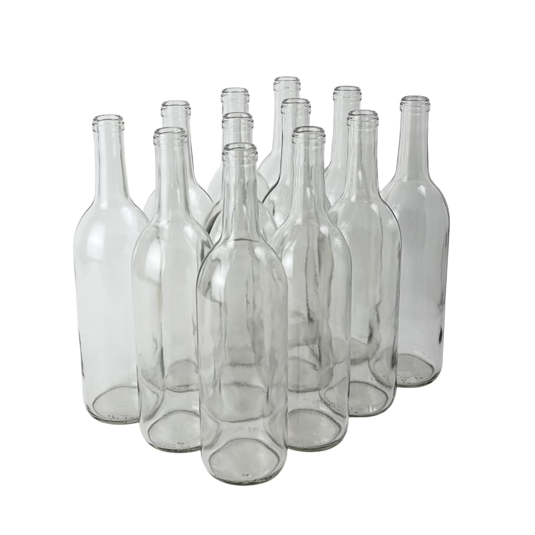 750ml Clear Glass Wine Bottles 12-Bottle Case M7789
