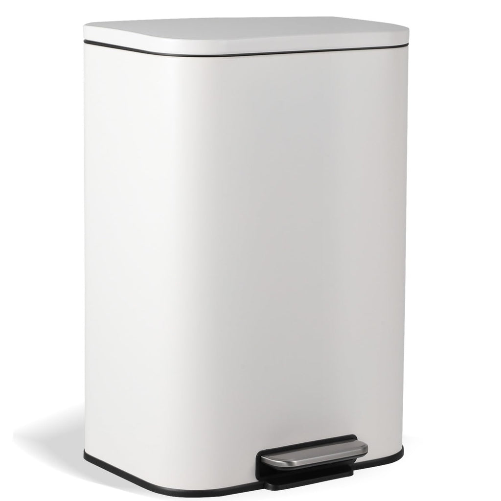 13.2 Gallon White Stainless Steel Step Trash Can Y546888