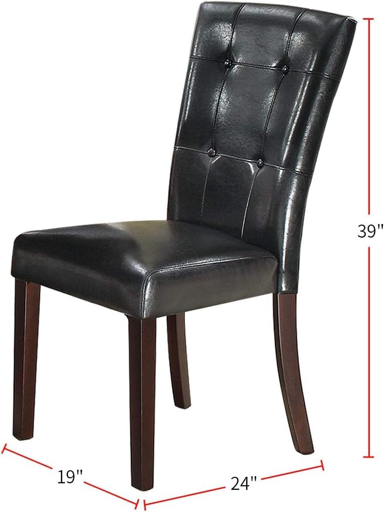 Set of 2 Black Faux Leather Tufted Dining Chairs B11710