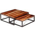 Brown Solid Acacia Wood Nesting Coffee Table Set of 2 V135