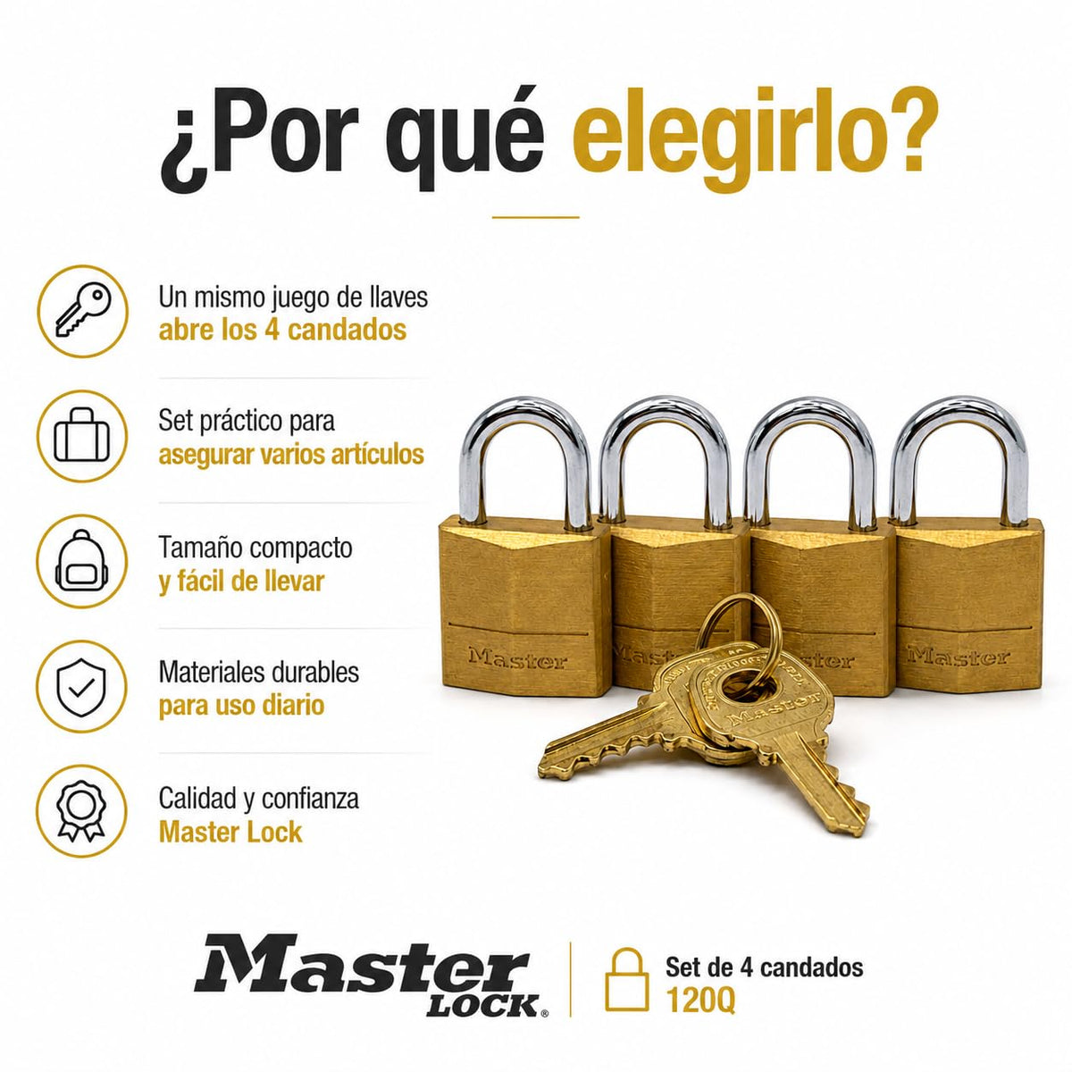 Solid Brass Padlock, 3/4 in. Wide J301