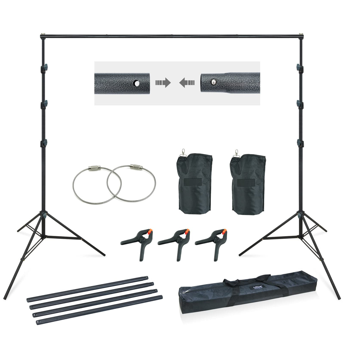 10Ft Adjustable Background Stand Backdrop Support System Kit with Carry Bag U162837