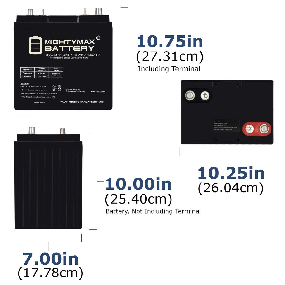 6V 210AH Dual Terminal SLA Replacement Battery 4 Pack K990
