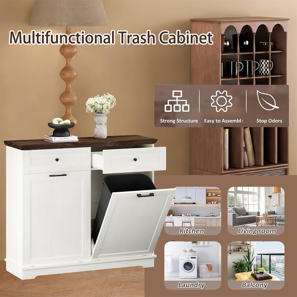 Double Tilt Out Trash Cabinet, Antique White G62920