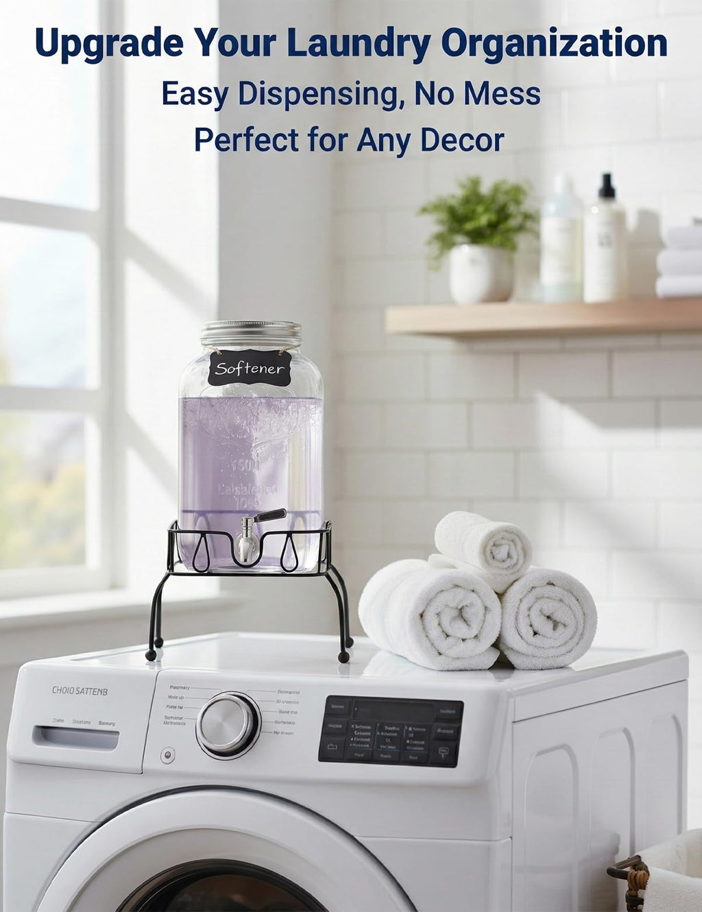 2 Gallon Glass Drink Dispenser with Stand and Lid T447398