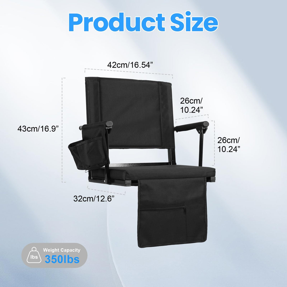 2-Pcs Folding Stadium Seat with Back Support & Cushion H7194