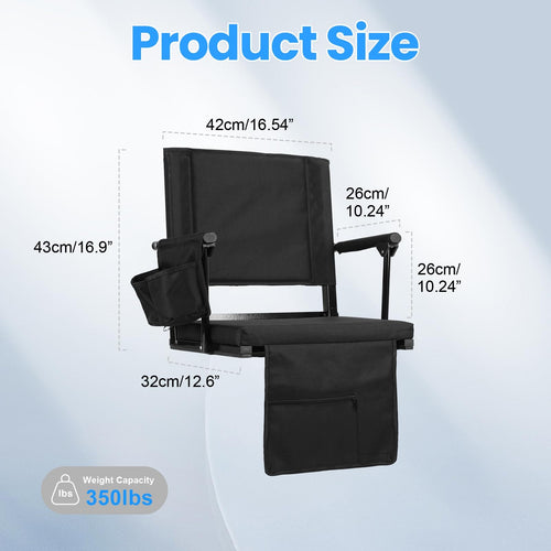 2-Pcs Folding Stadium Seat with Back Support & Cushion H7194