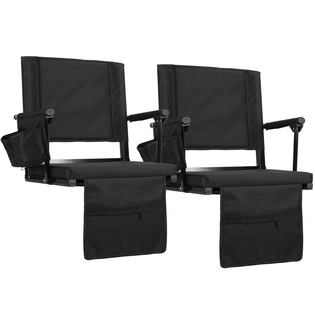 2-Pcs Folding Stadium Seat with Back Support & Cushion H7194