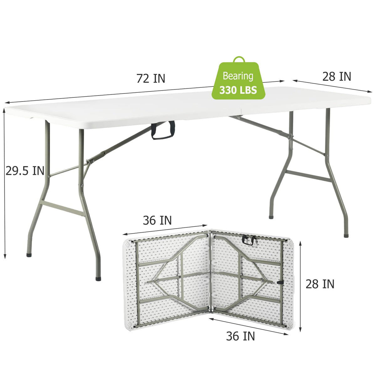 6FT White Folding Table with Carry Handle S73668