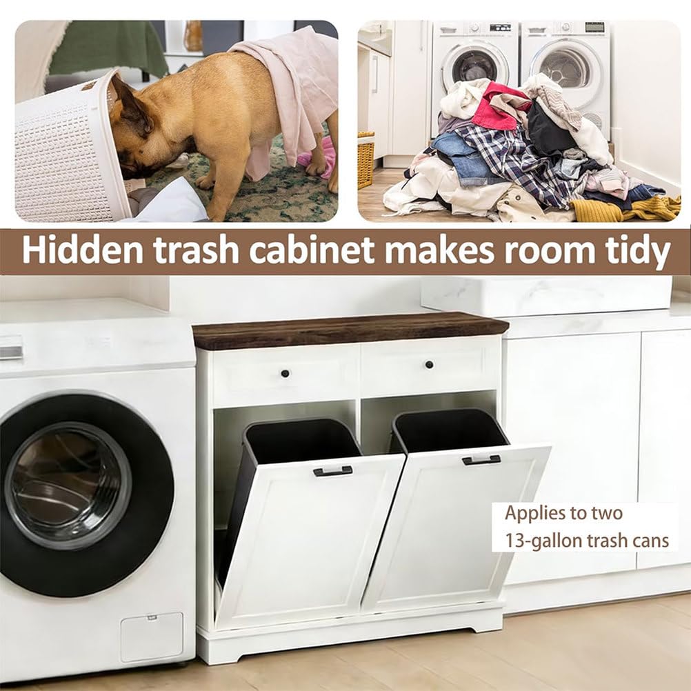 Double Tilt Out Trash Cabinet, Antique White G62920