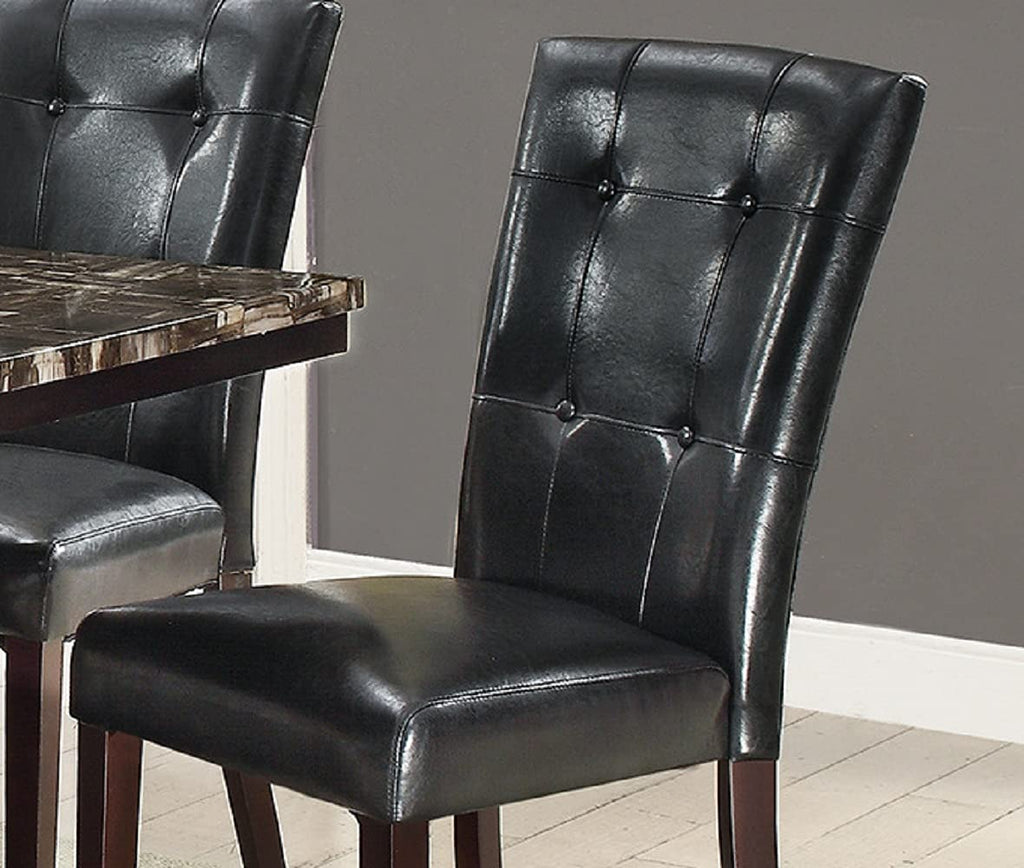 Set of 2 Black Faux Leather Tufted Dining Chairs B11710