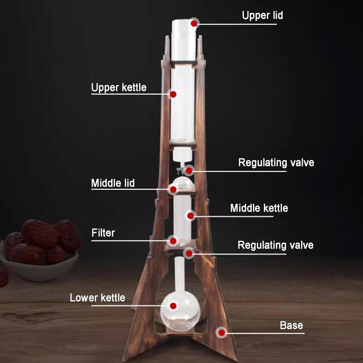 Cold Brew Drip Tower with Stainless Steel Adjustable Valve V4892