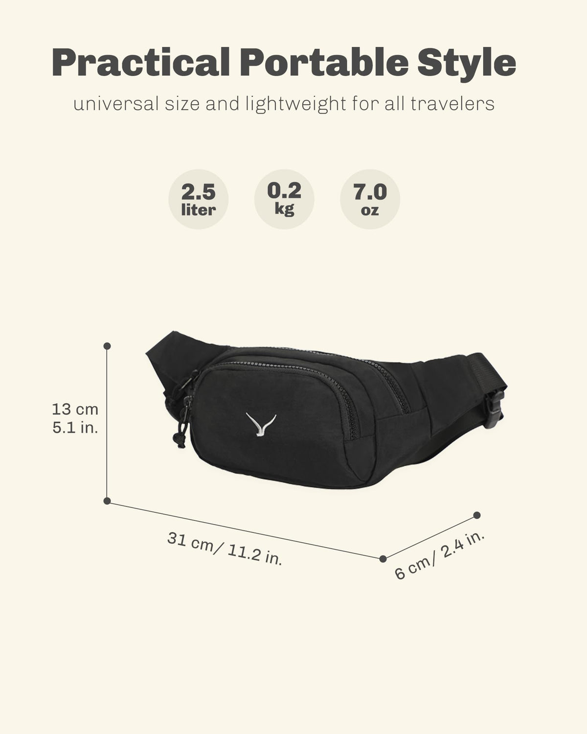 Rolling Backpack with Wheels 43L with Waist Pack Black F785264