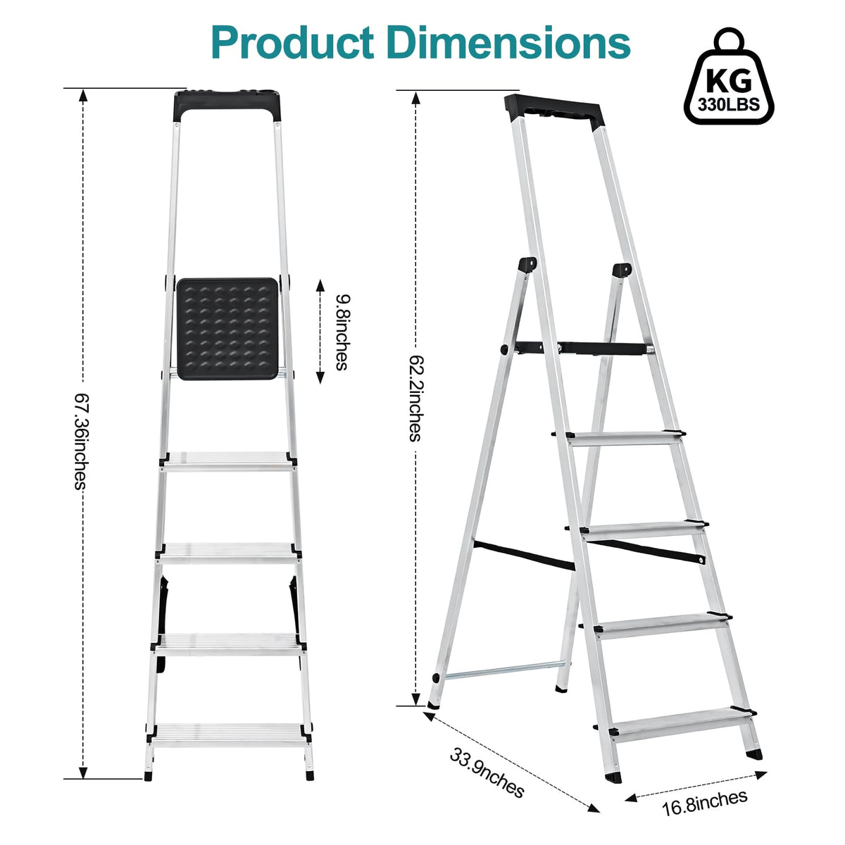5 Step Aluminum Folding Step Stool E255