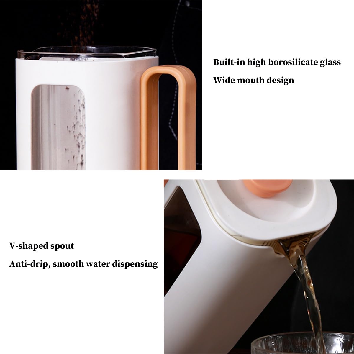 French Press Coffee Maker with Plastic Handle, Double Wall Insulation & Stainless Steel Filter W81130