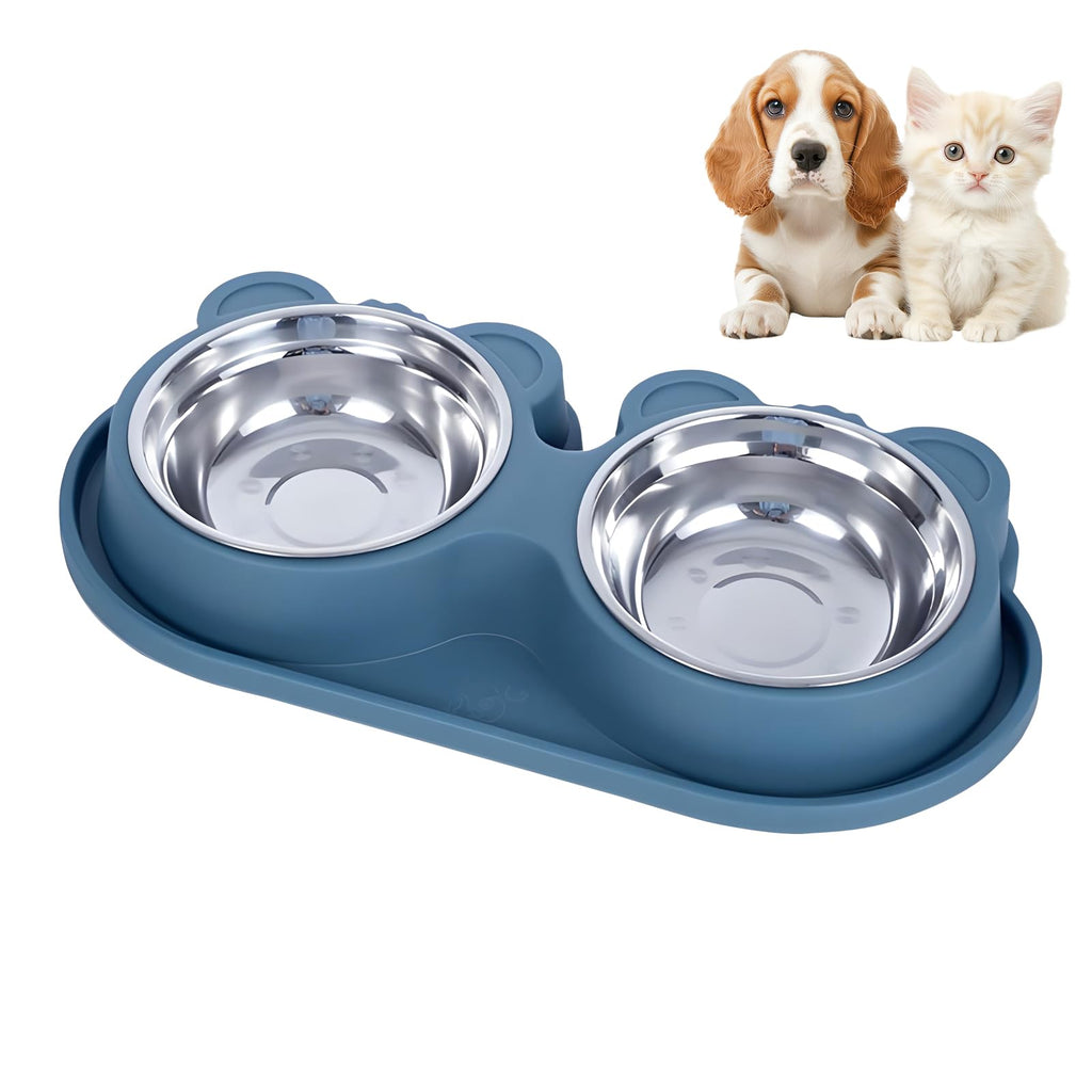 Stainless Steel Double Pet Bowls with Non-Slip Base L5745