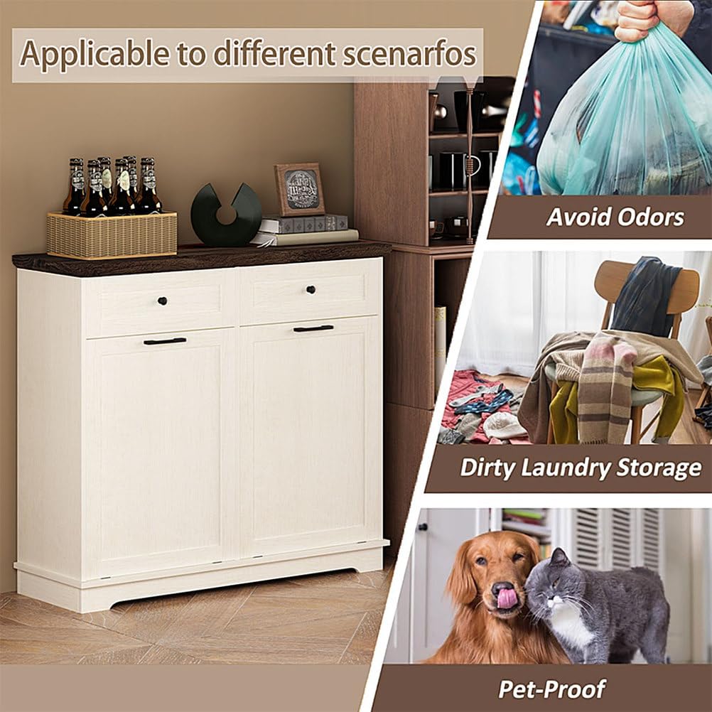 Double Tilt Out Trash Cabinet, Antique White G62920