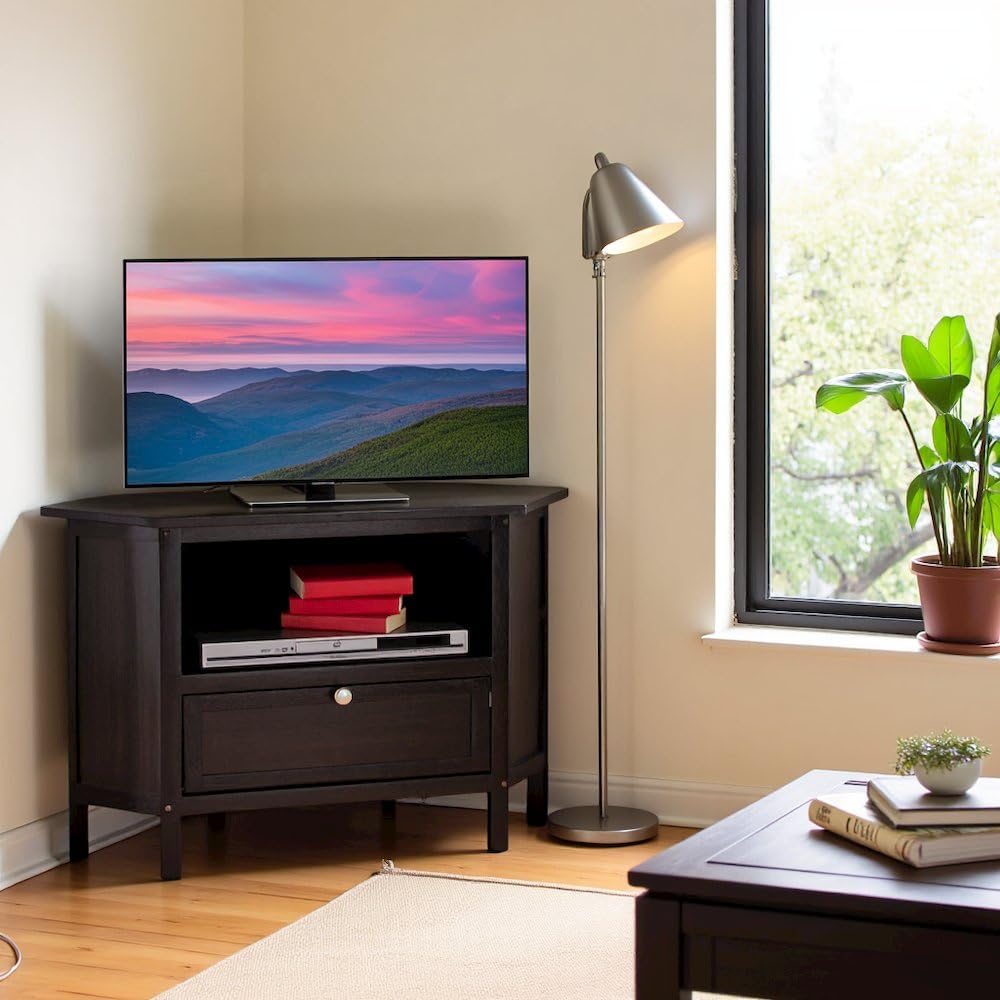Solid Wood Corner TV Stand with Storage N272976