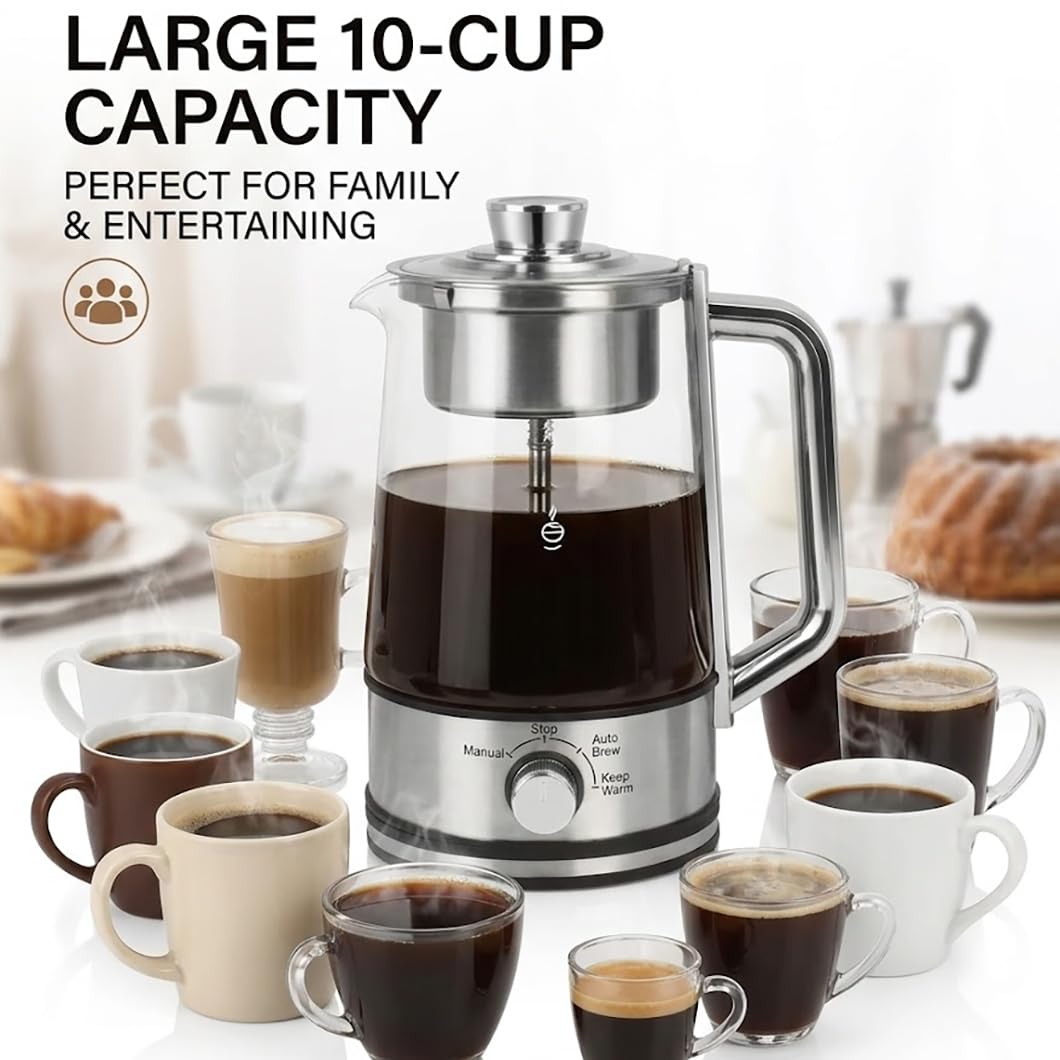 10-Cup Borosilicate Glass Electric Percolator Coffee Pot I9821