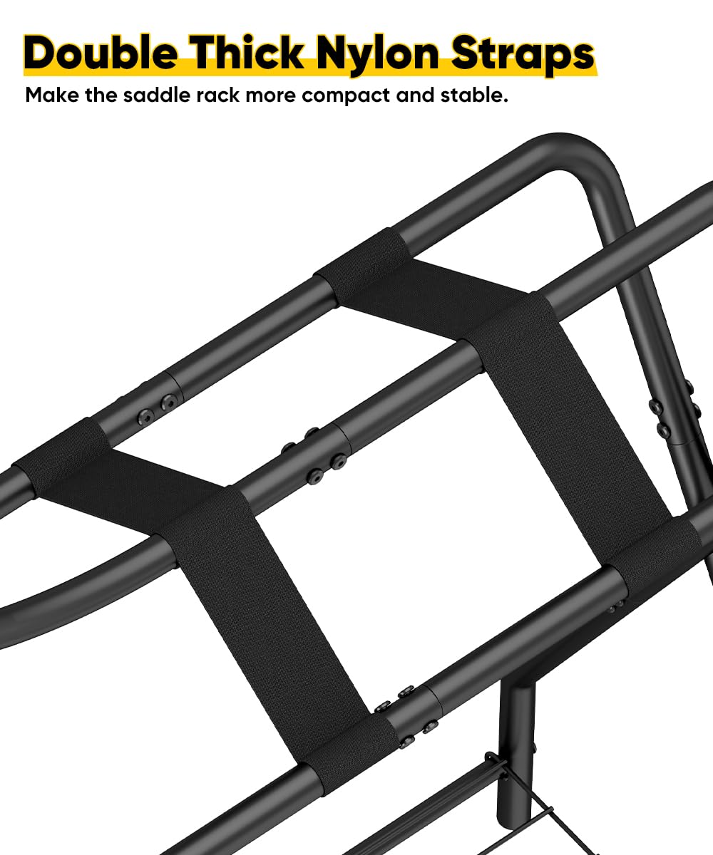 Foldable Black Horse Saddle Rack with Storage W802420