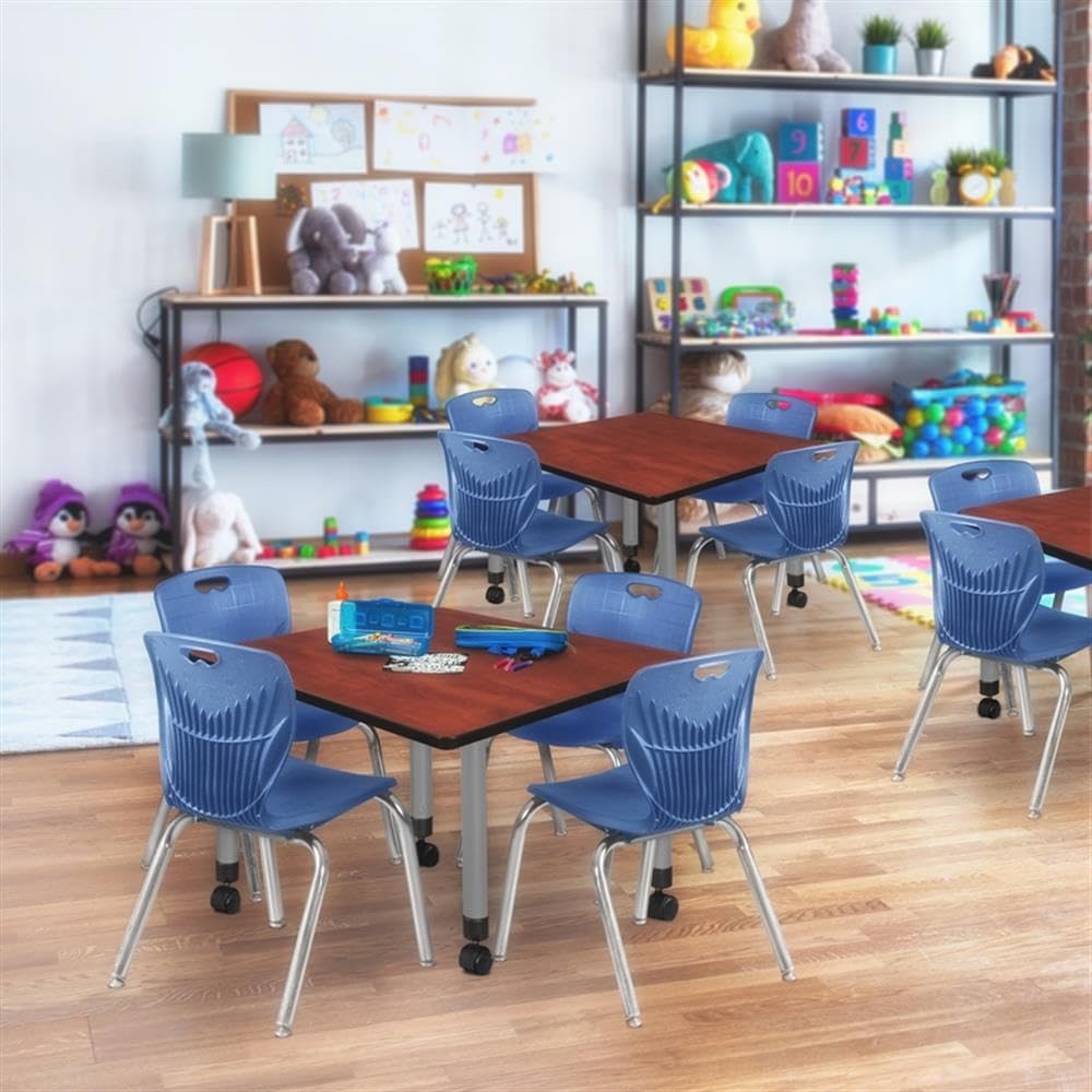 36" Square Mobile Table with 4 Stack Chairs T871
