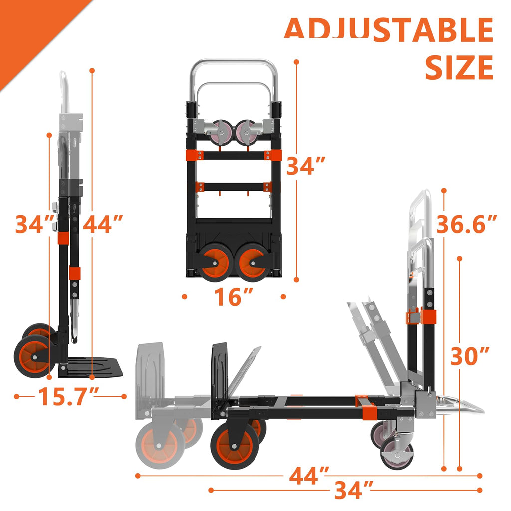 3-in-1 Folding Hand Truck, 500 lb Heavy Duty Steel Dolly C405275