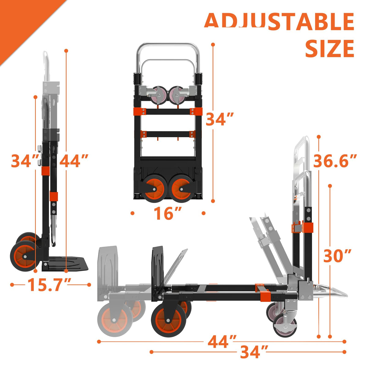 3-in-1 Folding Hand Truck, 500 lb Heavy Duty Steel Dolly C405275