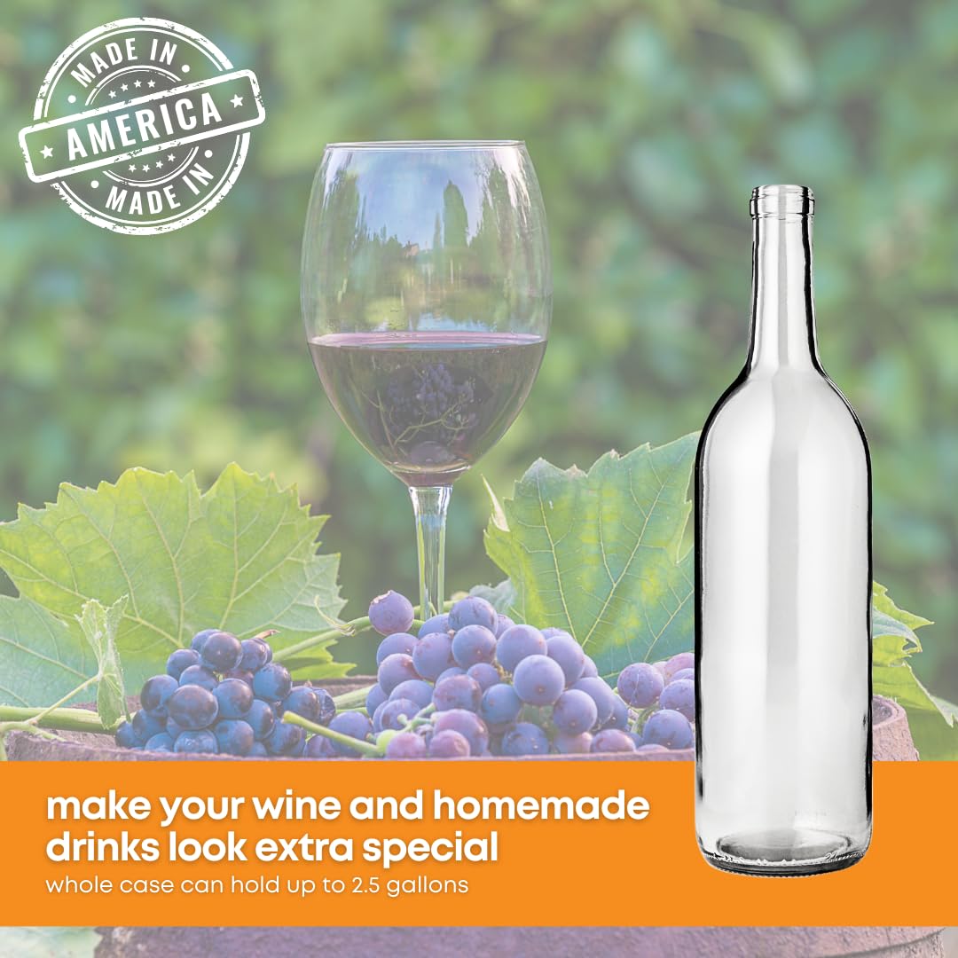 750ml Clear Glass Wine Bottles 12-Bottle Case M7789