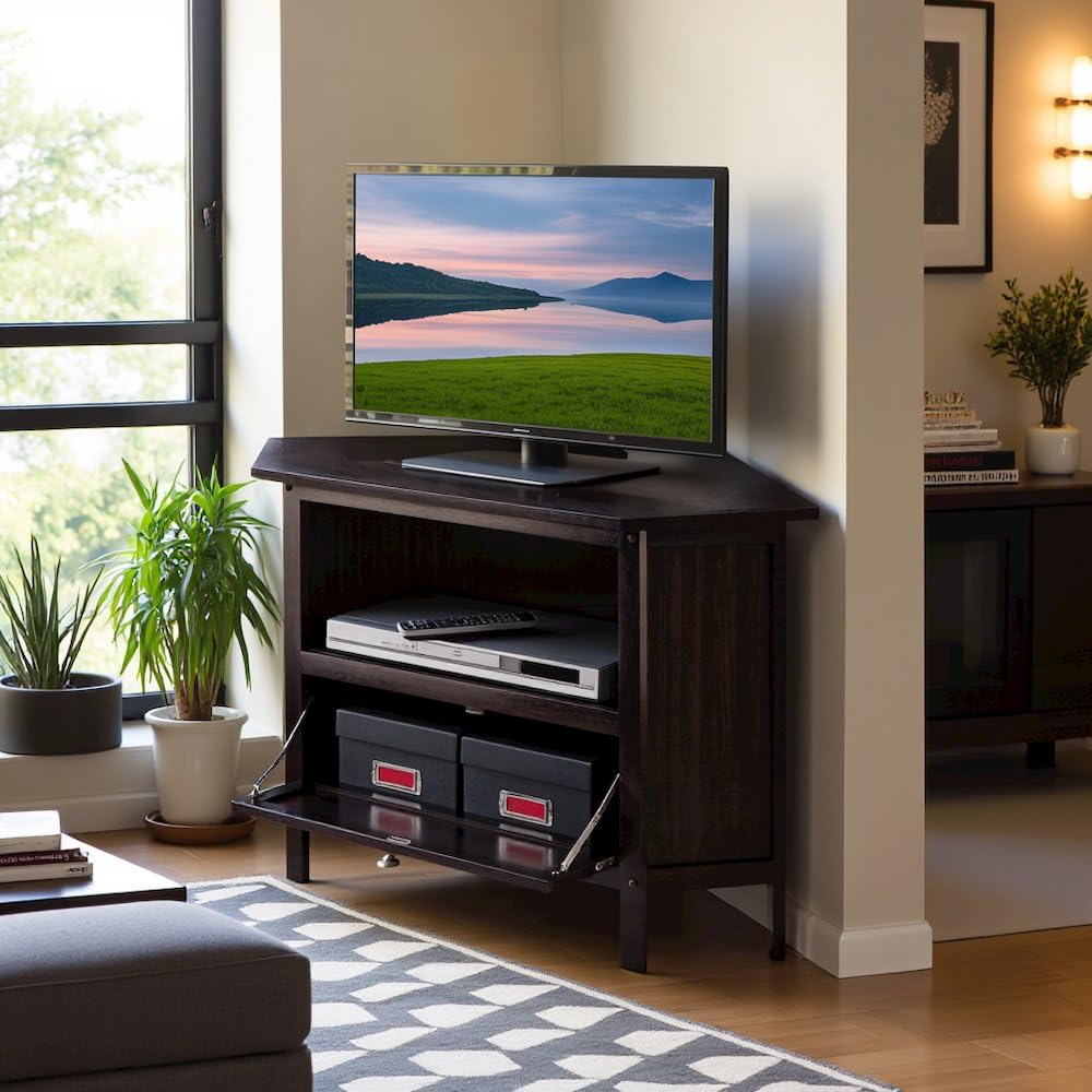 Solid Wood Corner TV Stand with Storage N272976