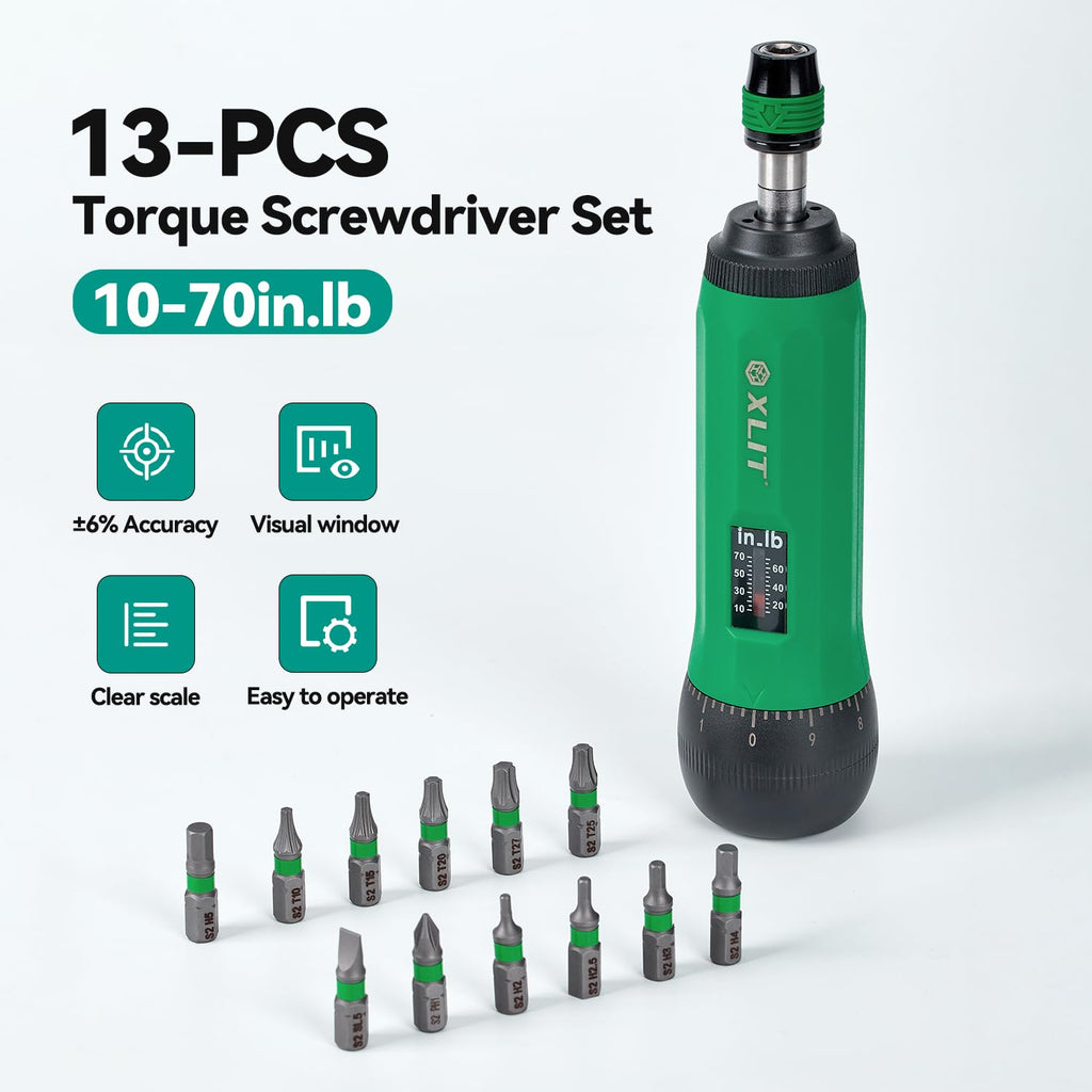 Adjustable Torque Screwdriver Set, 13-Piece 1/4" Hex Quick Release V787