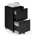 Black 2 Drawer Rolling Wood Filing Cabinet Q6877
