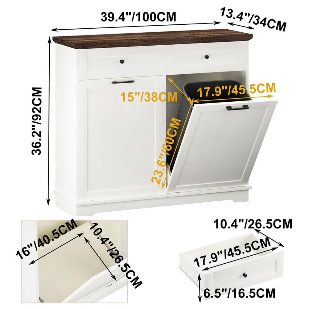 Double Tilt Out Trash Cabinet, Antique White G62920