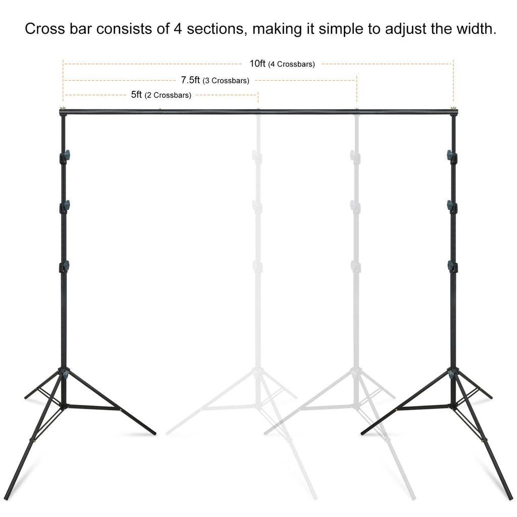 10Ft Adjustable Background Stand Backdrop Support System Kit with Carry Bag U162837