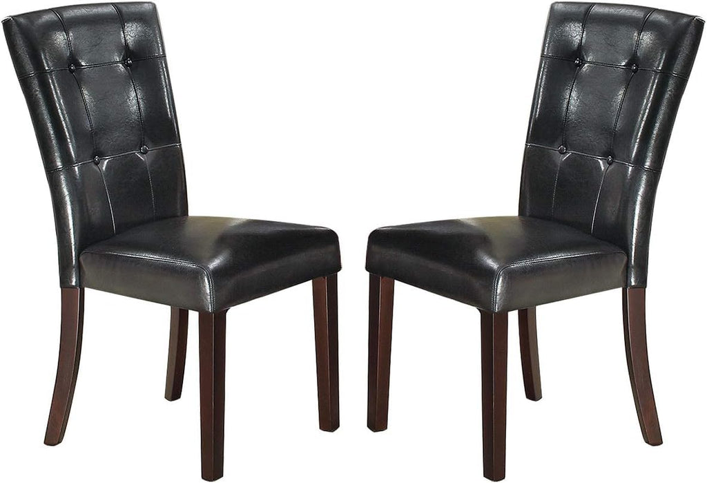 Set of 2 Black Faux Leather Tufted Dining Chairs B11710