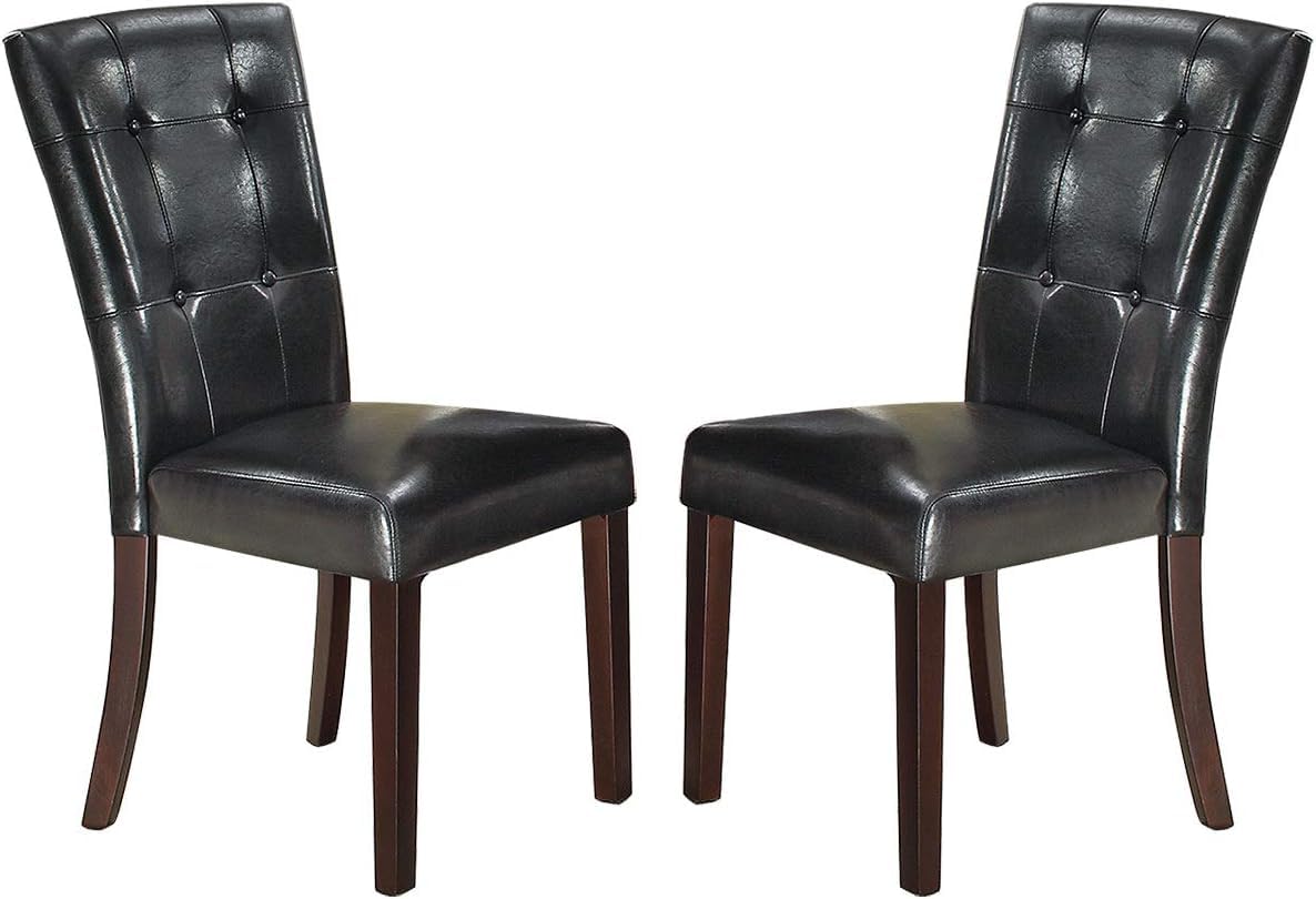 Set of 2 Black Faux Leather Tufted Dining Chairs B11710