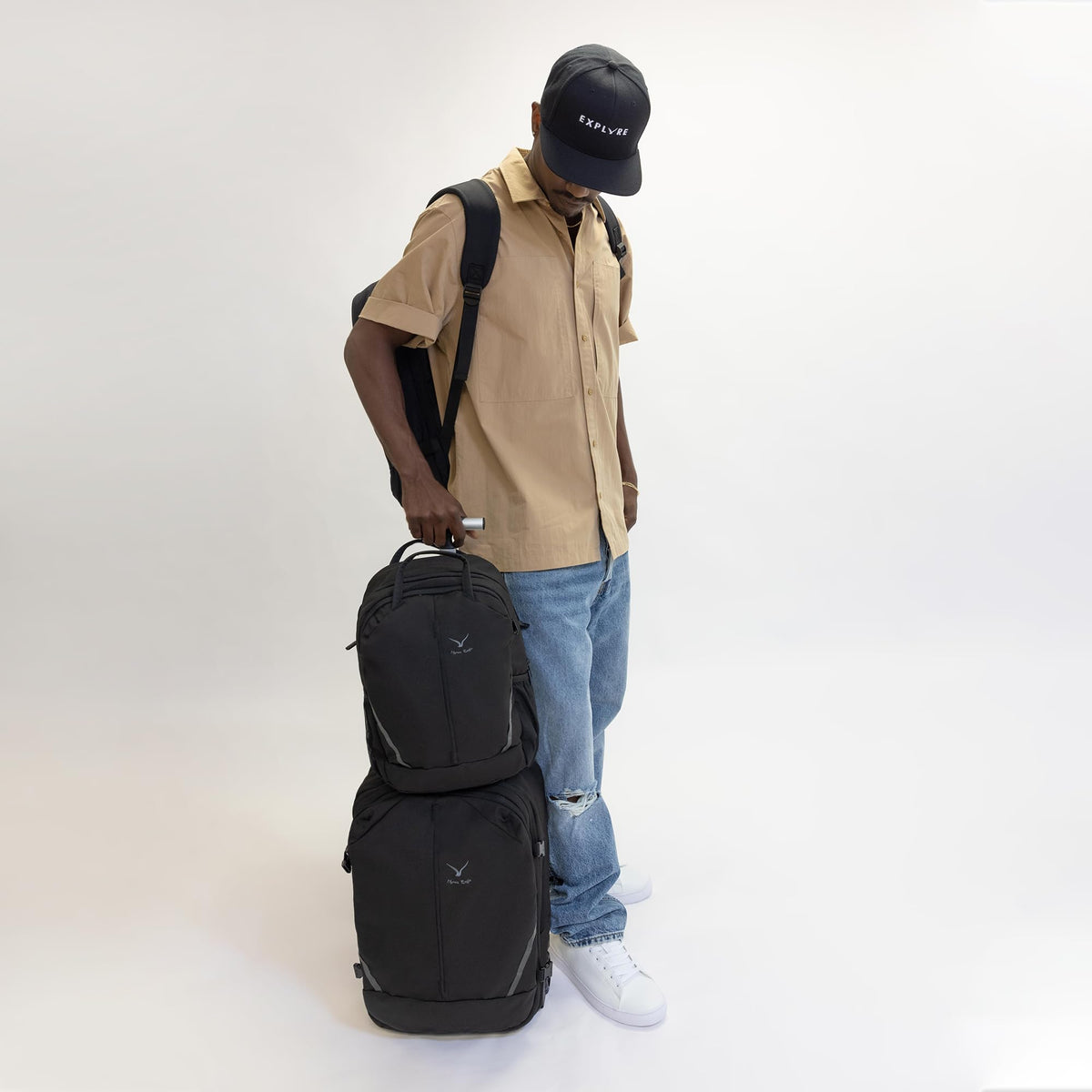 Rolling Backpack with Wheels 43L with Waist Pack Black F785264
