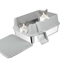 Stainless Steel Cat Litter Box with High Sides, Litter Mat, Scoop E18836