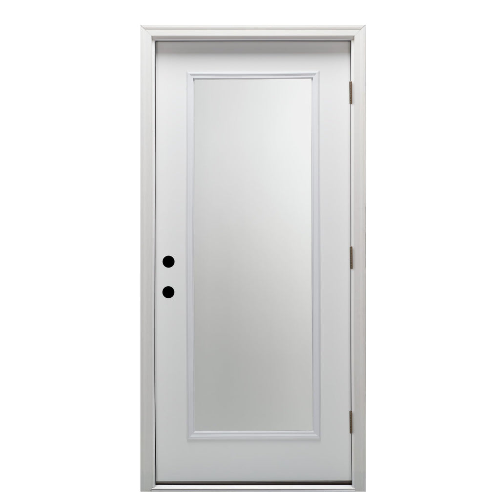 Primed Left Hand Outswing Prehung Door Full Lite Clear Glass 30"x80" Steel P607082