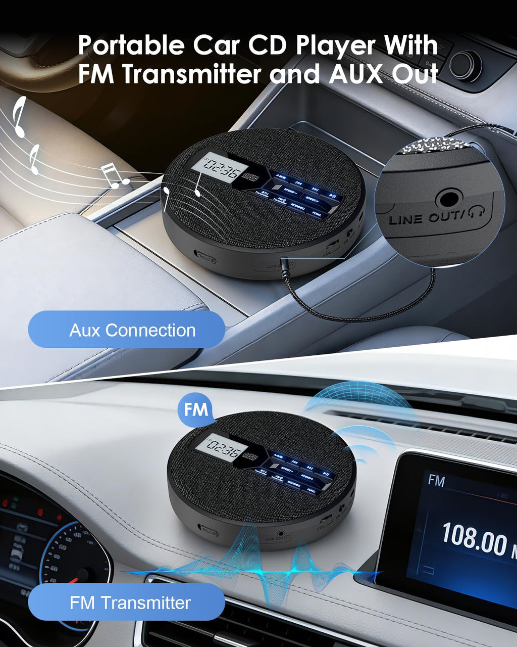 Portable CD Player with Bluetooth & FM Transmitter P22473