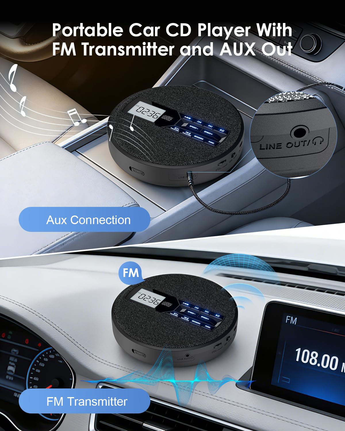 Portable CD Player with Bluetooth & FM Transmitter P22473