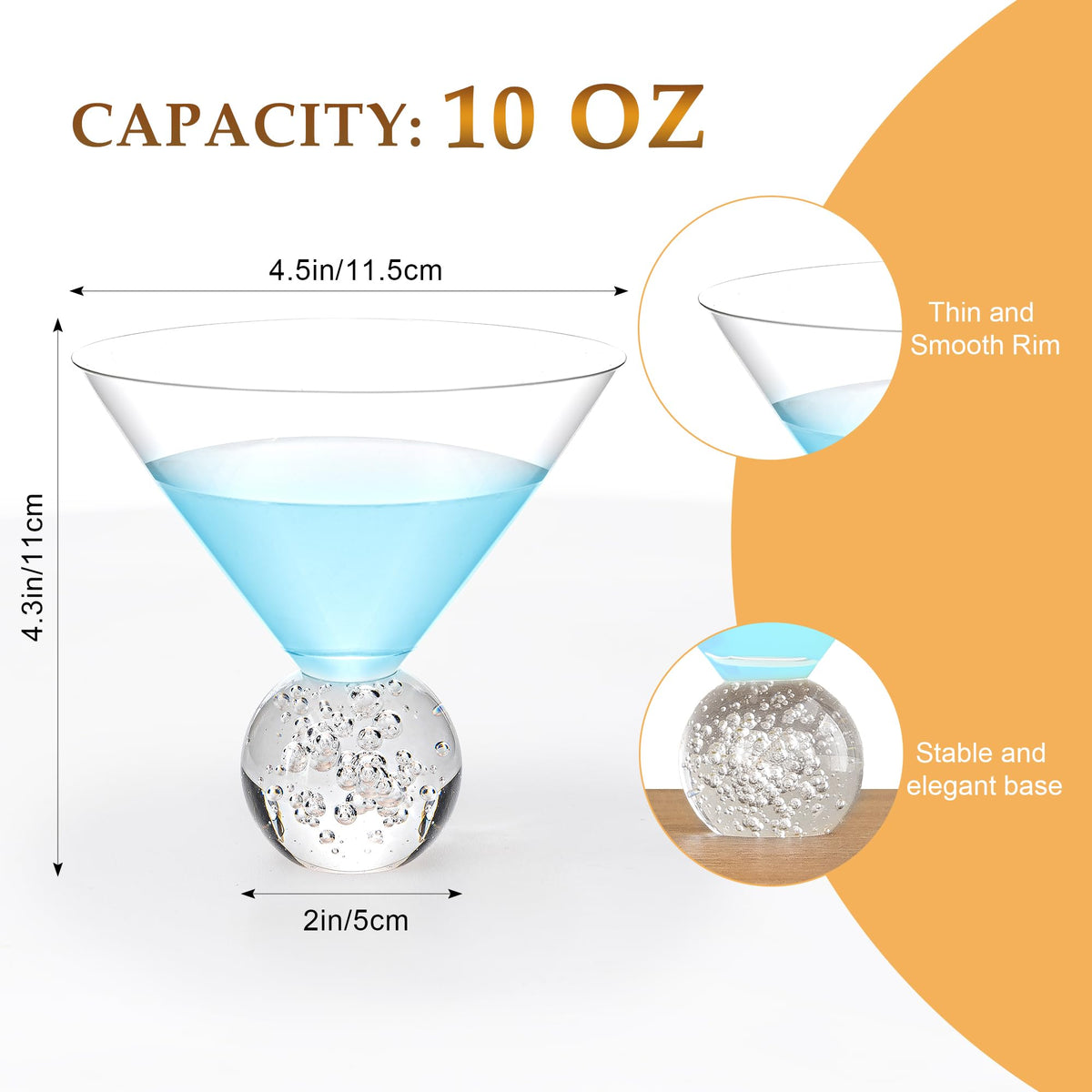 10oz Stemless Martini Glasses Set of 4 A3014