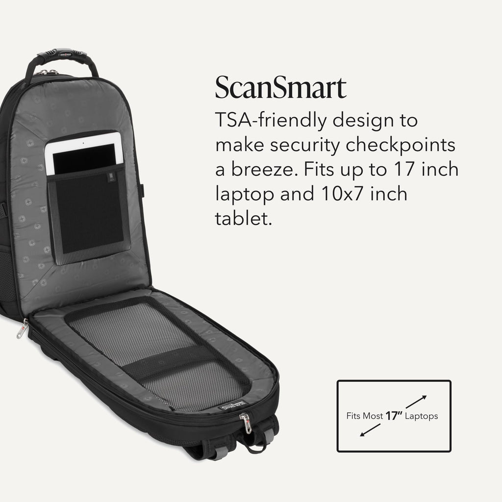Black 17-Inch Laptop Backpack with Tablet Pocket B9852