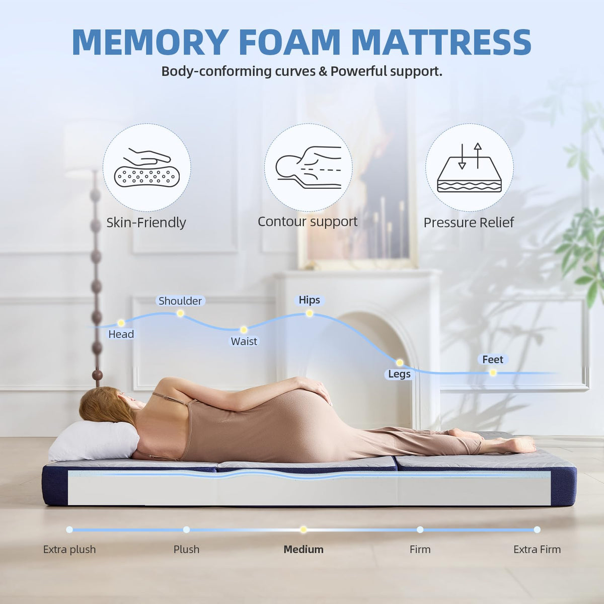 6 Inch Cooling Memory Foam Foldable Mattress Twin Size Y166237